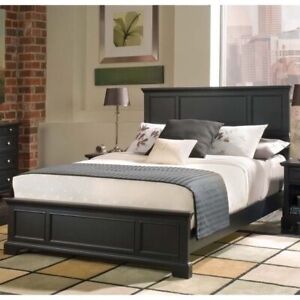 Matte Black Queen Size Wooden Bed Frame, Black Bed Frame With Headboard