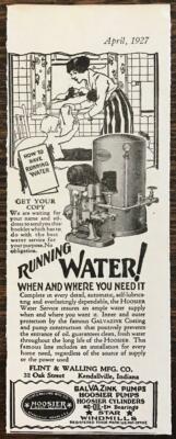 1927 Flint & Walling Mfg Kendallville IN Ad Running Water When Where You Need It