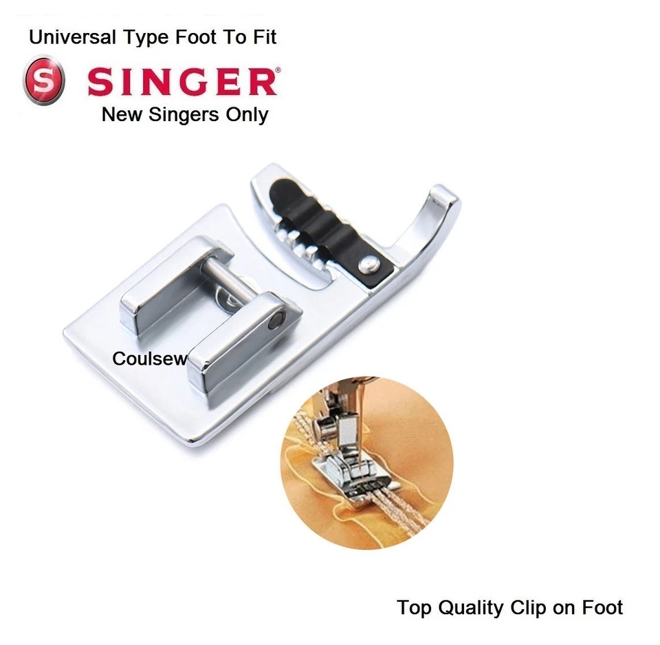 CORDING FOOT 3 WAY Standard Fits SINGER (New Type) Sewing Machines Clip On - Image 1 of 1