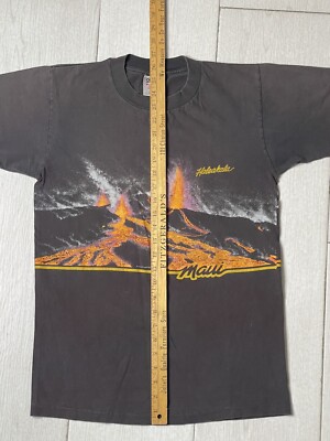 Vintage 1987 HAWAII Volcano AOP Nature Tee T-Shirt Medium USA Made