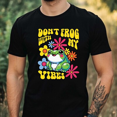 Mens Funny Frog Motif Cotton T-Shirt Size XS to 5XL