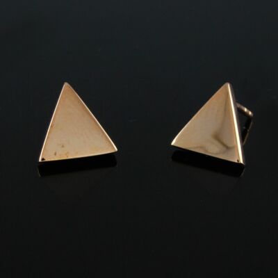 Tiny Triangle Stud Earrings 18K Rose Gold Plated Sterling Silver