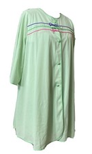 Vintage 2 Pc Lorraine Green Nylon Babydoll Nightgown and Robe Size L Peignoir