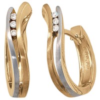 Ohrschmuck, Creolen, 6 Diamanten Brillanten, 585 Gold, Gelbgold, Damen