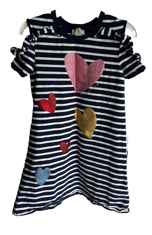 Vestito bambina Kate Spade spalle fredde con cuori in lamina taglia 12 us intime ottimeioni