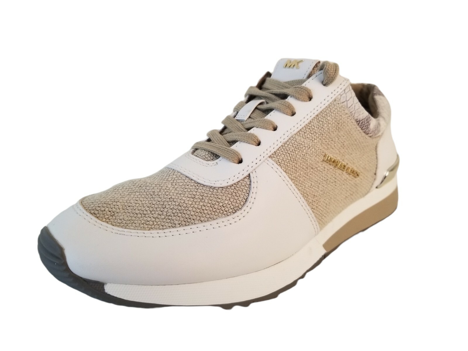 Michael Kors Allie Women's Shoes Trainer Fabric Leather Natural white Size 8.5 M