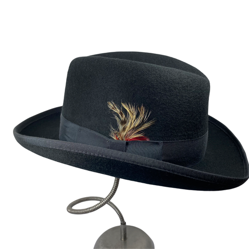 Scala Black 100% Wool Felt Homburg Hat 