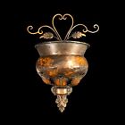 Acanthus Leaf Wall Pocket Planter Antiqued Bronze Finish Hammered Metal 16 in H