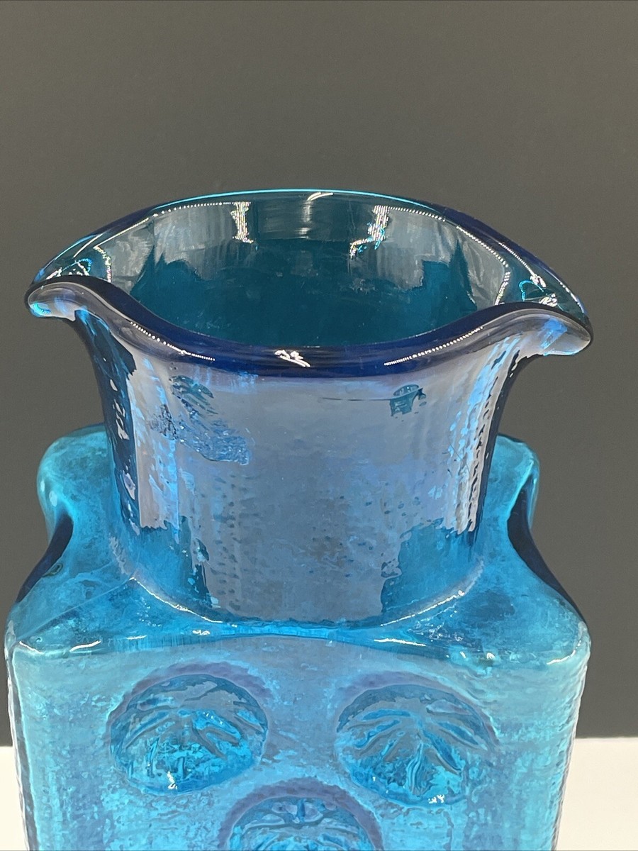 Vtg MCM Blenko 6812 Turquoise Glass Joel Myer Pinwheel Double