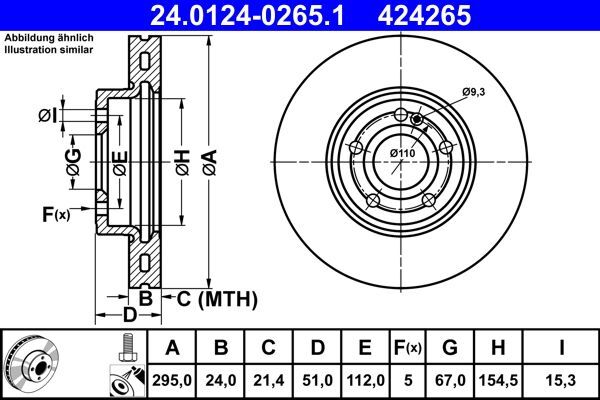 2X ATE 24.0124-0265.1 Bremsscheibe FüR MERCEDES-BENZ-image
