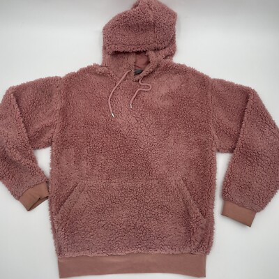 ASOS Pullover Oversized Faux Sherpa Hoodie Size XXS in Pink