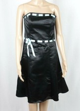 Jessica McClintock Gunne Sax Prom Dress Black Satin Size 7/8 Blue Ribbon Bow