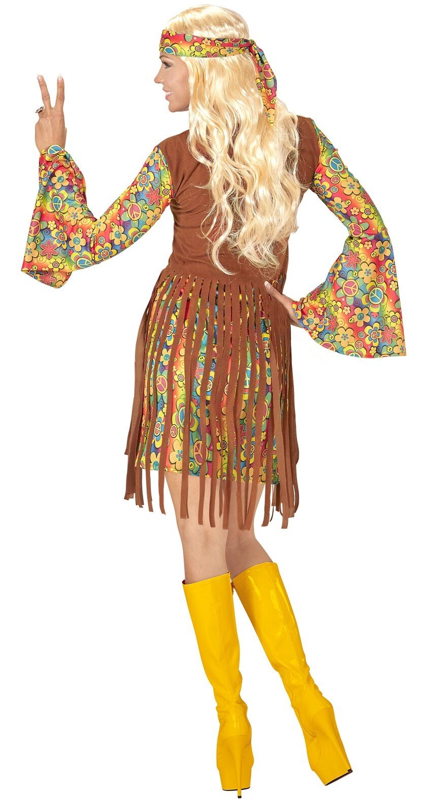 Hippie Girl Damen Kostüm XS-3XL Kleid Flower Power Karneval Fasching 70er