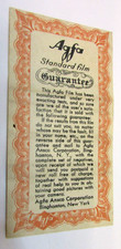 Old 1920s Agfa Ansco Corporation Standard Film Guarantee Antique Small 2x4 Paper