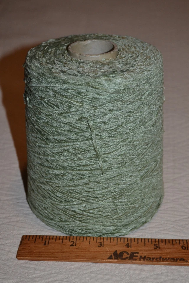 Hilo de chenilla 100 % algodón Yarn Country, cono de 1 lb 11 oz, verde claro Foto 3 de 4
