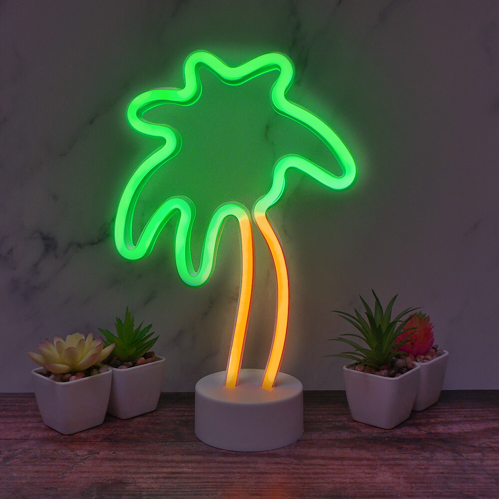 Palm Tree LED Neon Light Sign Stand Light Bar Desk Lamp Home Nursery ...