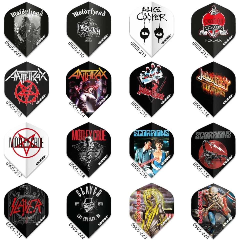 Winmau Rock Legends Dart Flights | 100 Micron | Standard Form | 3er Set | Neu