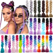 60 Big-color Jumbo Braiding Hair Extensions Braids Twist Ombre Natural 24"