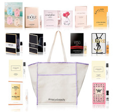 Macys 14 pcs Parfum EDT Beauty Fragrance Sampler Set Tote Bag, FREE SHIPPING