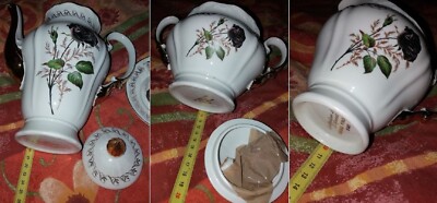 Service à café Art déco/en faience rose pastel et liseré argenté/Francais vintage 1940 - France