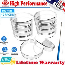 100mm Glass Petri Dishes w/Lids 10Pcs Autoclavable Lab Petri Plates Autoclavable