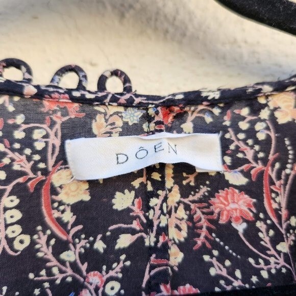 DOEN Women Black Floral Mini Dress Short Sleeve V Neck Size Small | eBay DOEN Women Black Floral Mini Dress Short Sleeve V Neck Size Small | eBay