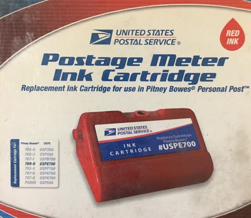 USPS Postal Meter Red Ink Cartridge USPE700 / Pitney Bowes 769-0 USPE700 NEW - Picture 2 of 4
