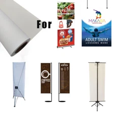 Retractable Banner Stand Canvas Roll Eco-Solvent Curl-Free Block-Out White-Back