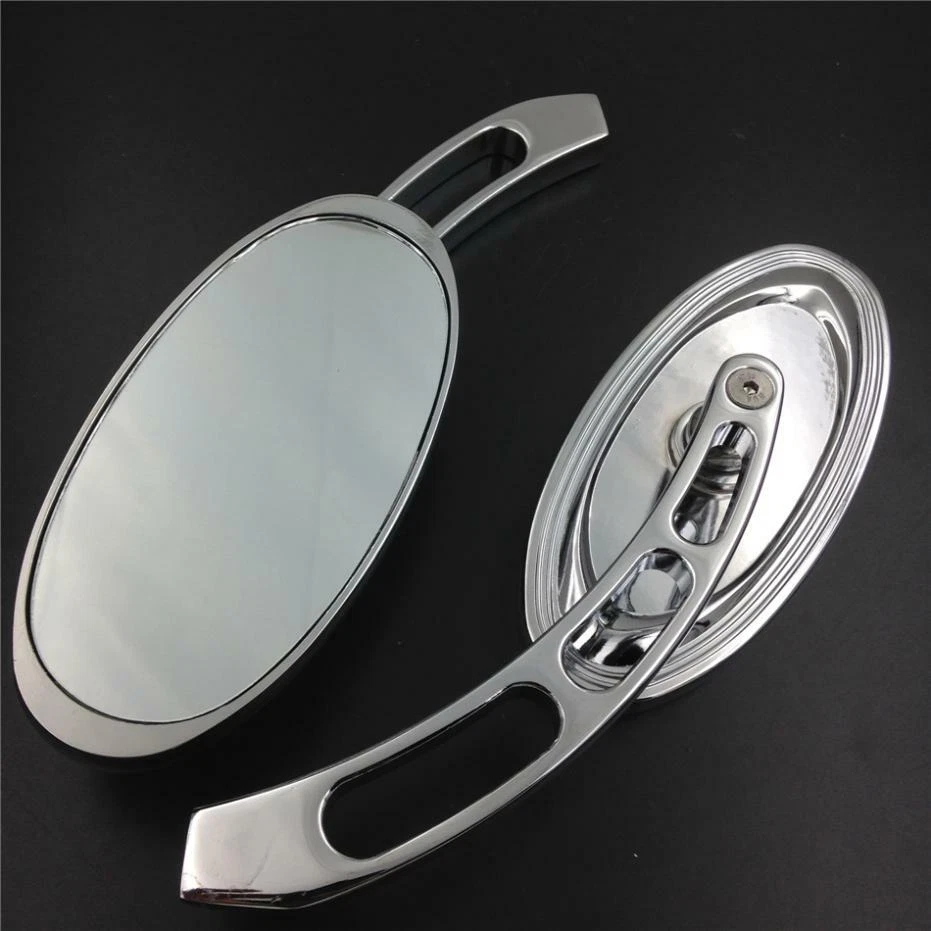 Chrome Oval Side Rearview Mirrors fit For Yamaha FZR600 YZF600R YZF-R1 YZFR6 Foto 3 de 4