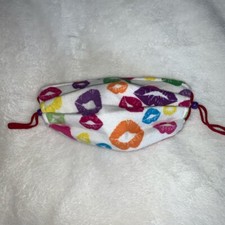 One Size Fabric Washable Reversible Face Mask Colorful Lips Print Red White