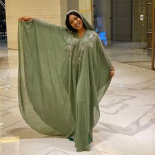 African Rhinestone Dashiki Oversize Maxi Dress Kaftan Abaya Caftan Evening Gown