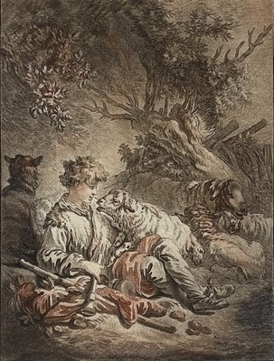 Jean-Baptiste Huet Gilles Demarteau Frankreich Aquatinta Gravur 19. Jh. Schaf