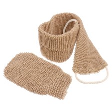 2 Pcs Ramie Jute Bath Towel Gloves Exfoliating Back Scrubber for Shower