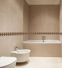 Handmade Marble Tile Mosaic Border: Rose  Oak Circle Braid, Neutral Accent