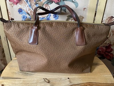 Roberta Pieri Robertina Brown Nylon Tote Purse Italy Pattern Detail Bag Casual