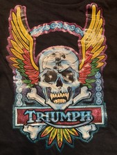 Vintage 1980 s Kids/Toddler TRIUMPH Motorcycles Skull Wings T-shirt 10-12 M band