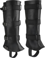 Men's Costume Boot Cover Renaissance Pirate Boots PU Leather Black