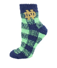 Women's ZooZatz Notre Dame Fighting Irish Fuzzy Buffalo Checkered Ankle Socks