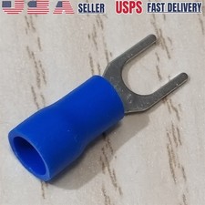 150pcs BLUE FORK SPADE TERMINAL 8 16-14GA VINYL INSULATED CRIMP WIRE CONNECTOR