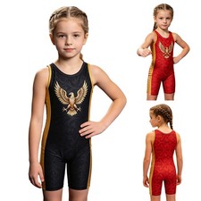 Kids Wrestling Singlet Athletic Leotard Stretchy Gymnastics Training Bodysuit
