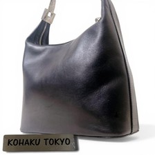 GUCCI 001 3814 3754 GG Shoulder Bag Black Leather Zipper Pull Vintage From Japan