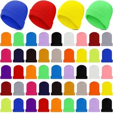 Handepo 50 Pcs Kids Knit Beanie Hat Bulk Windproof Unisex Assorted Color Chil...