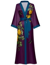 Kihnop Women's Floral Long Kimono Robe Long Satin Robe Long Silk Robe Ladies ...