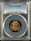 1951-S  1C RD Lincoln Wheat One Cent  PCGS MS66RD  64266566