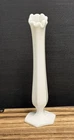 Vintage Westmoreland White Milk Glass Ruffled Top Swung Vase On Octagon Base