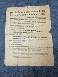 1919 German Women’s Suffrage Political Leaflet – Weimar DDP Election Flyer