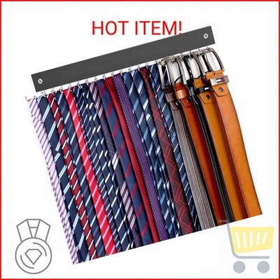 【2 in 1】 Tie Rack Belt Organizer Wall Mounted, Space Saving Tie Hanger for Close