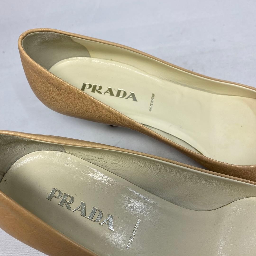 PRADA Women's Pumps Size:35.5/JP:22.5 Leather Beige From Japan 135163K Authentic thumbnail 10