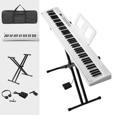 Glarry 88-Key Folding Electric Piano With Stand for Beginner Student With Bag