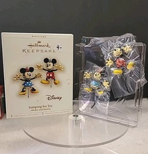 Hallmark Christmas Ornaments Disney Jumping For Joy Mickey Mouse Minnie Mini Set